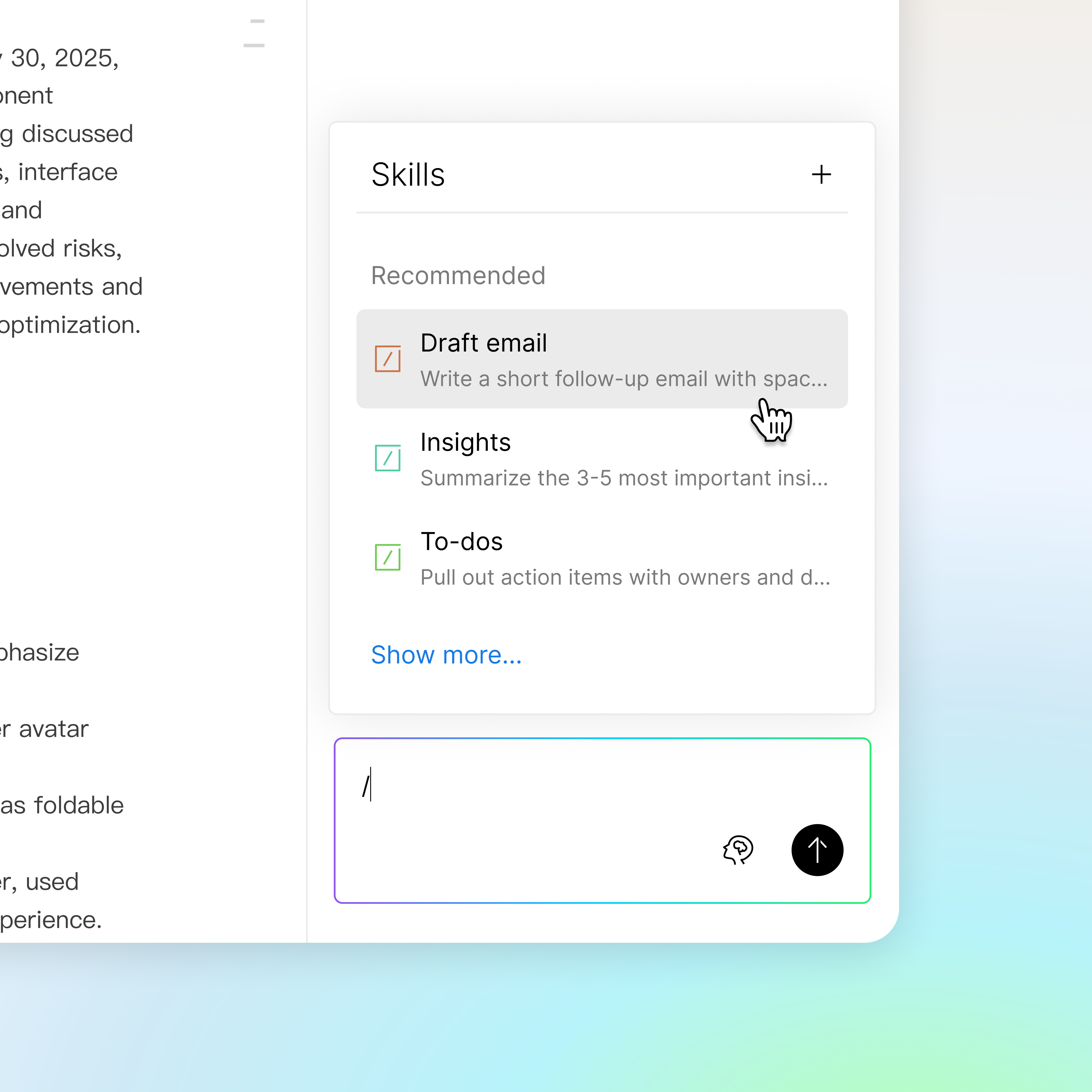 The Plaud App interface displays AI Skills including Draft email, Insights, and To-dos for note summarization.