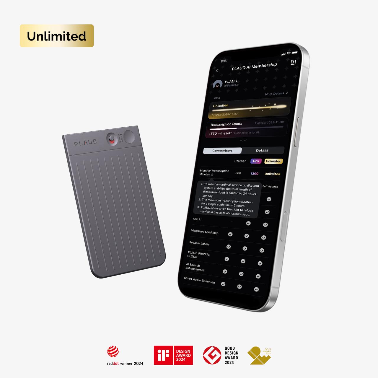 PLAUD NOTE & AI Annual Unlimited Plan