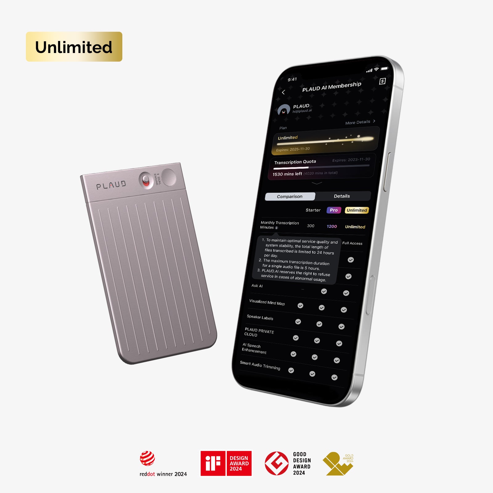 PLAUD NOTE & AI Annual Unlimited Plan