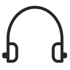 Black line icon of over-ear headphones.