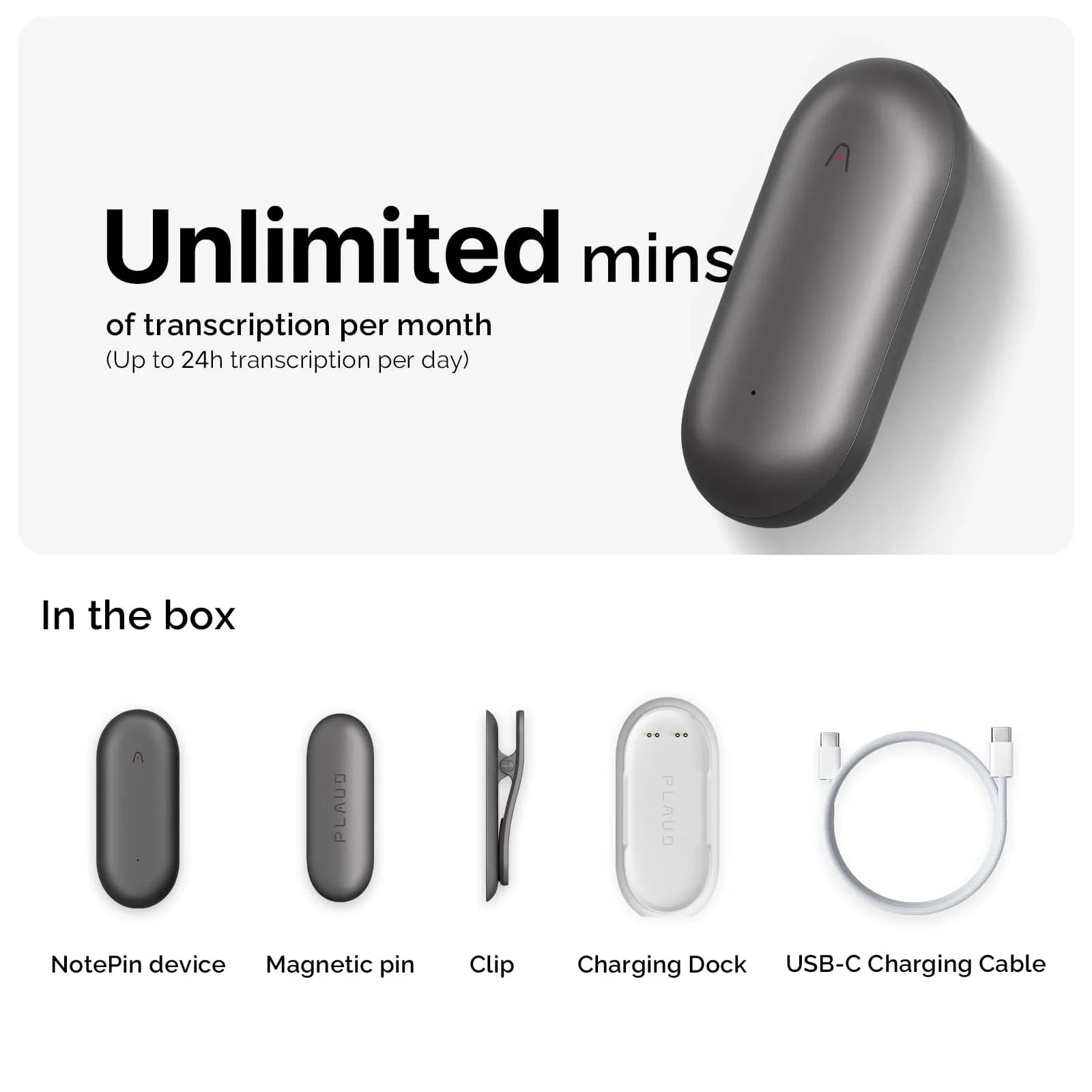 Plaud NotePin & AI Annual Unlimited Plan