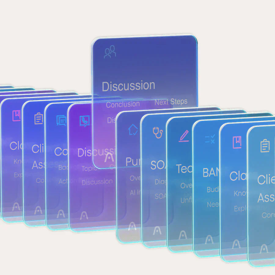 Plaud App AI summary templates for various scenarios like discussions, client meetings, and SOAP notes.