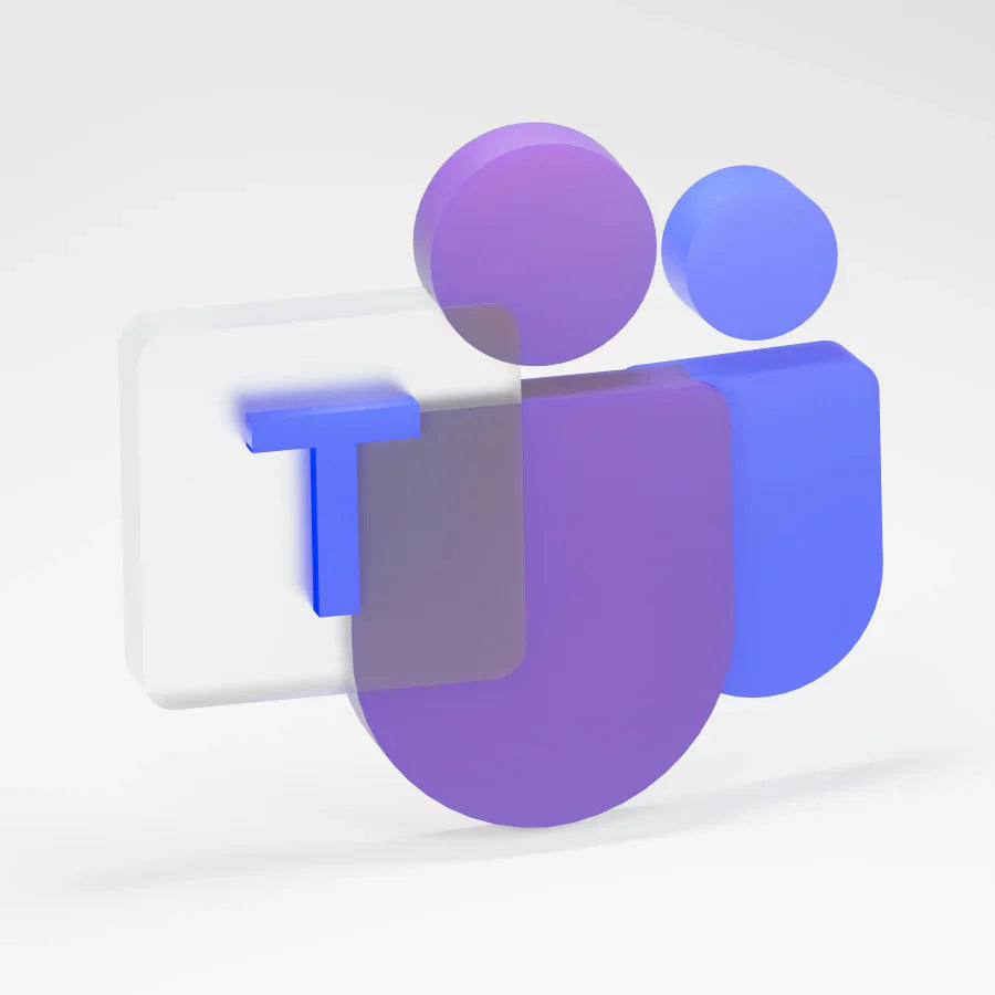 3D Microsoft Teams logo in purple and blue.