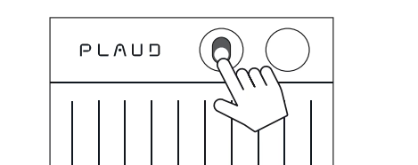 Line drawing of a hand toggling the recording switch on a Plaud Note.