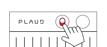 A hand slides the red switch on a Plaud Note to start recording.