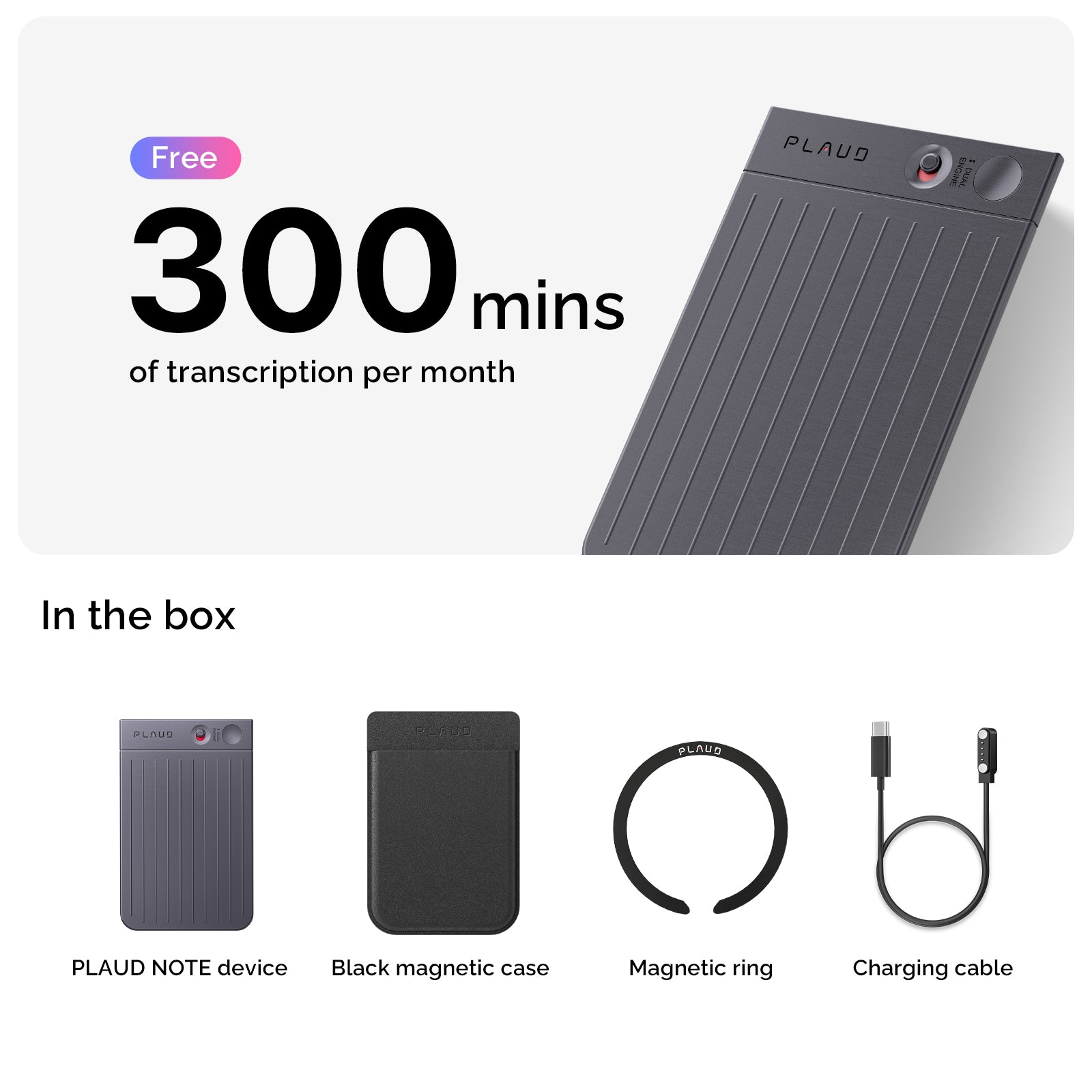 PLAUD NOTE | AI Voice Recorder (Black Magnetic Case Included)