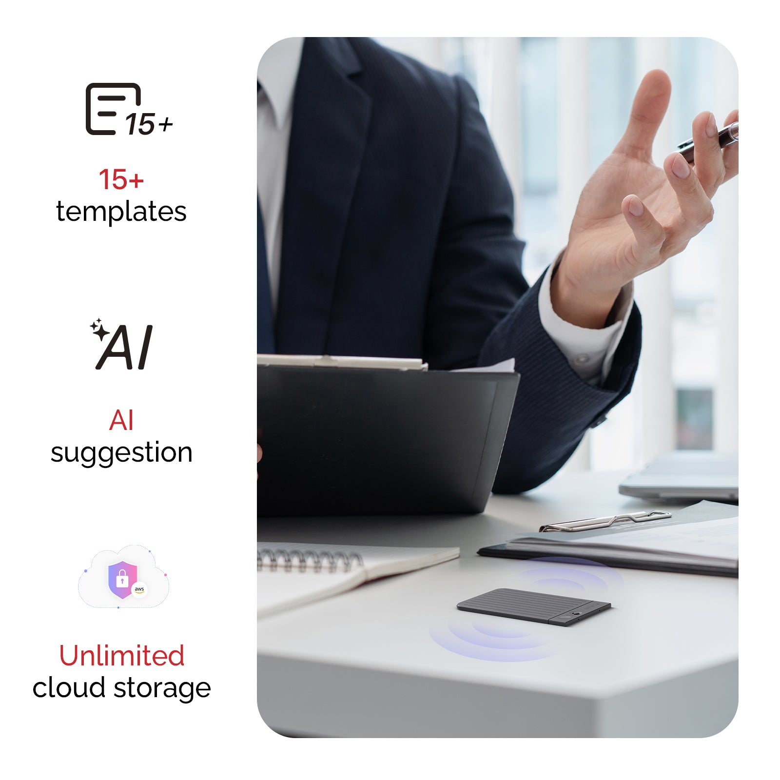 PLAUD NOTE | AI Voice Recorder (Black Magnetic Case Included)