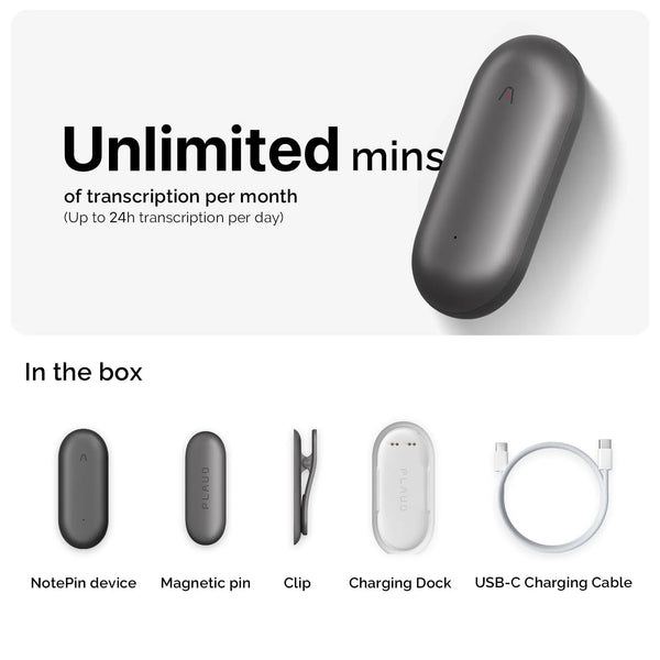 Plaud NotePin & AI Annual Unlimited Plan
