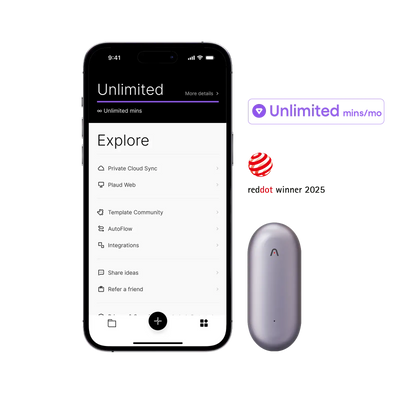 Plaud NotePin & AI Annual Unlimited Plan