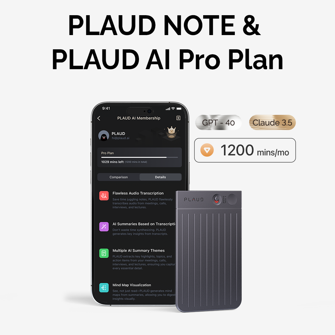 PLAUD NOTE & PLAUD AI Pro Plan (Annual Membership)