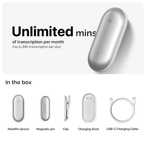 Plaud NotePin & AI Annual Unlimited Plan
