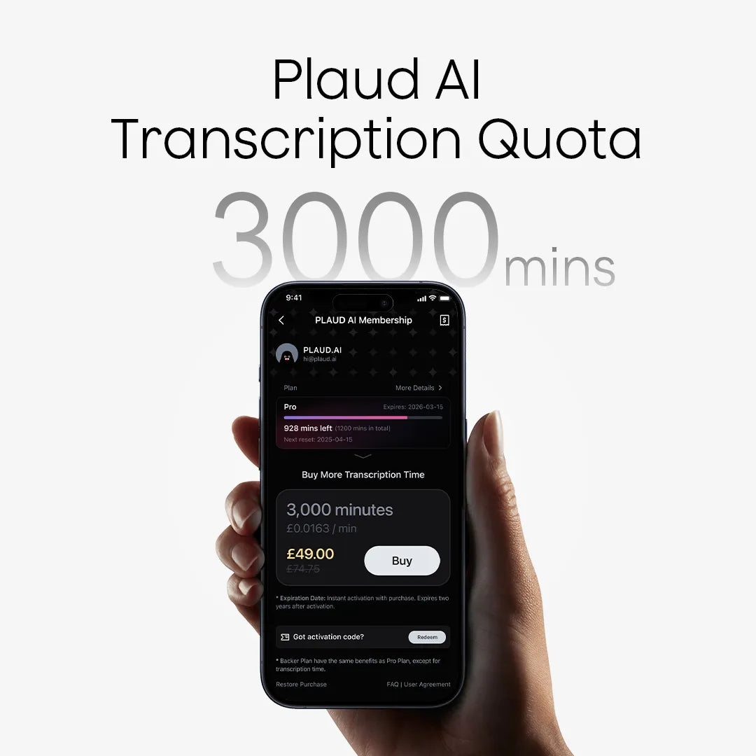 Plaud Transcription Quota (3,000 mins)
